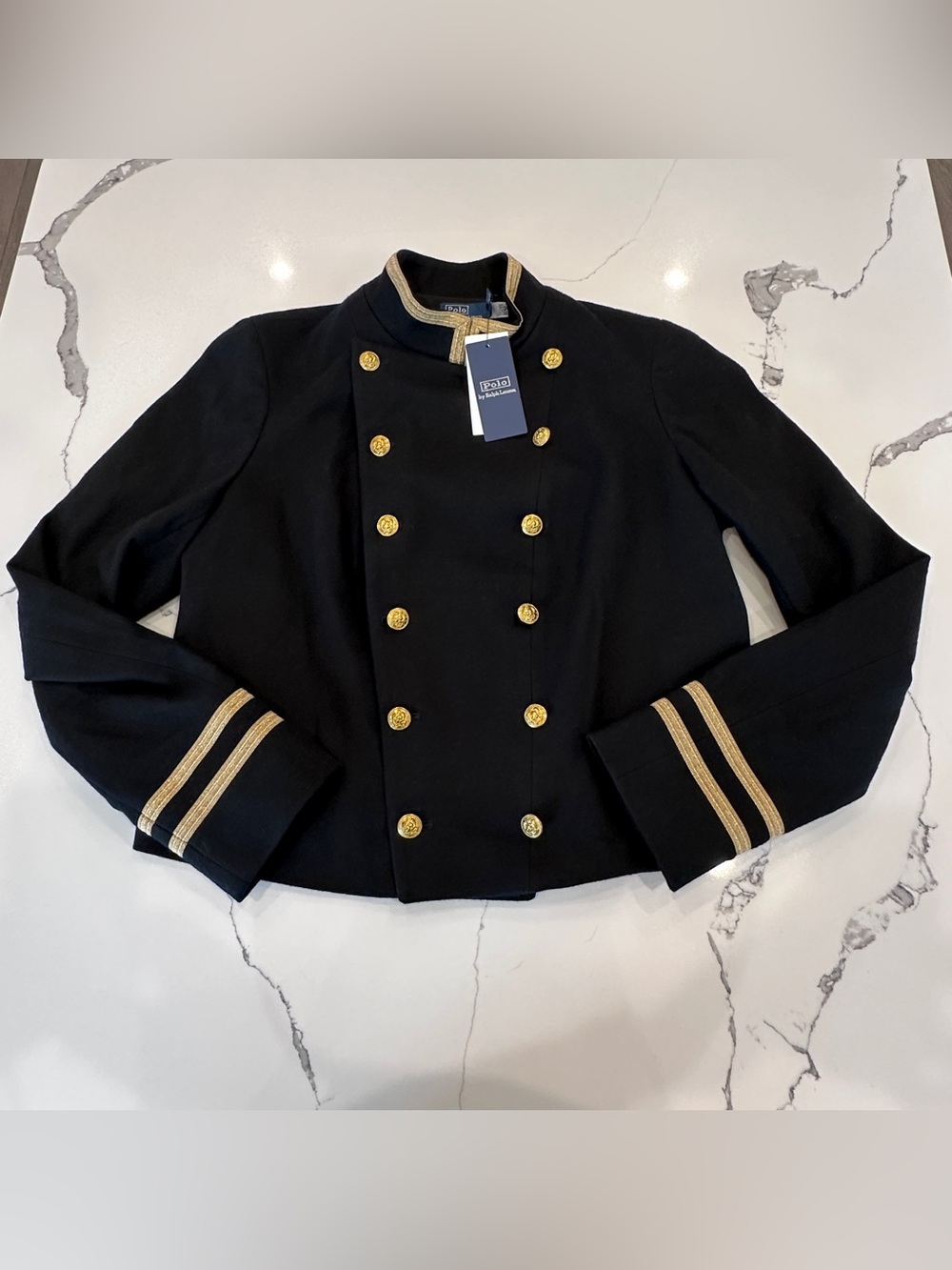 Polo Ralph Lauren Women’s Soutache Trim Napoleon Wool Jacket Blazer Black NWT